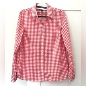 Women’s Tommy Hilfiger Pink and White Gingham Checkered Shirt Medium Cotton